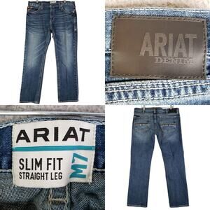 Ariat M7 Rebar Jeans Mens 38x32 Blue Slim Straight Leg Denim Workwear Pants 38
